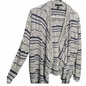 Lane Bryant Womens Gray Striped Long Sleeve Open Front Cardigan Sweater 14/16